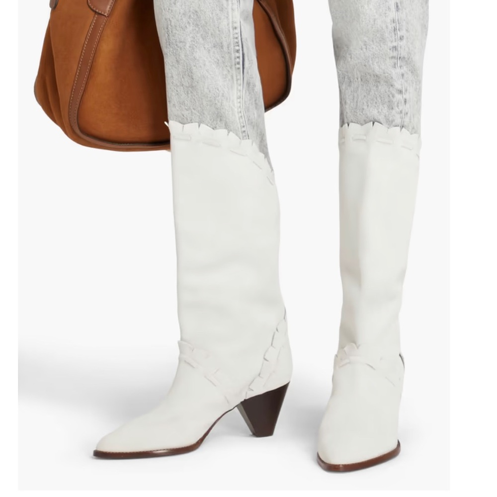 Isabel Marant White Knee-High Heeled Boots - Picture 4 of 11
